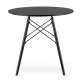 Round Dining Table 80cm Modern Kitchen Table with Beech Wood Legs, Black