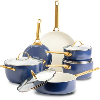 GreenPan Padova Reserve 6-Piece Pot and Pan Cookware Set, Blue