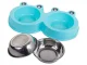 Double Pet Bowl for Dogs and Cats 2 x 0.3L, Blue