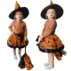 Kids Witch Costume 3-Piece Dress-Up Set with Hat and Broom, Orange
