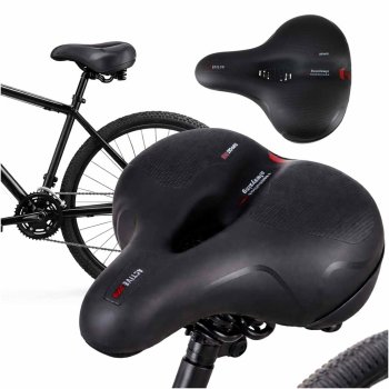 Comfortable Bike Seat with Foam Cushion and Safety Reflector, Black