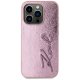 Karl Lagerfeld Wrinkled Metal Signature Case for iPhone 15 Pro, Pink