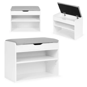 ModernHome CHXG01 Shoe Cabinet with Seat 2 Shelves White/Grey