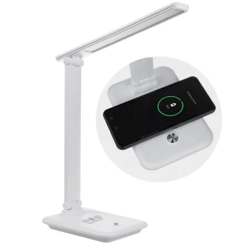 Maclean MCE616 W LED Desk Lamp with Qi Wireless Charger, 9W, White