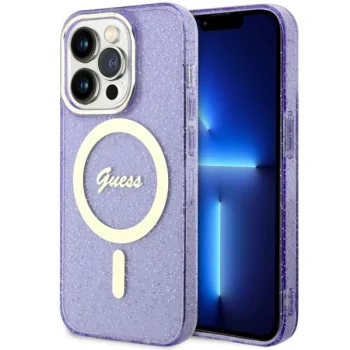 Guess iPhone 14 Pro Max Case Glitter Gold MagSafe, Purple