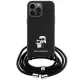 Karl Lagerfeld iPhone 15 Pro Max Case Crossbody Saffiano Metal Pin, Black
