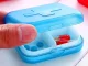 Compact Pill and Supplement Organizer Box with 4 Compartments, Blue