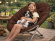 Folding Moon Chair for Camping and Garden, Brown