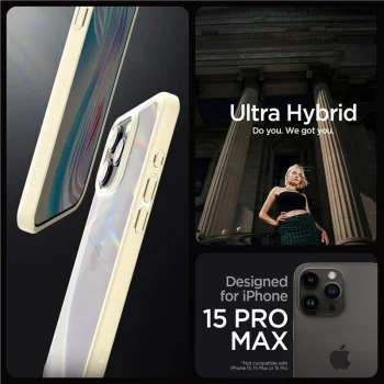 Spigen Crystal Hybrid Case for iPhone 15 Pro Max, Clear Beige