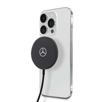 Mercedes 15W MagSafe Wireless Charger Big Silver Logo, Black