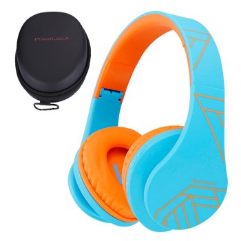 PowerLocus P2 Kids Wireless Headphones, Blue/Orange
