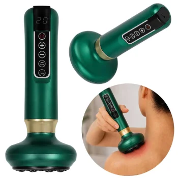 Electric Vacuum Cupping Massager with Heating, 12 Levels, USB, Green