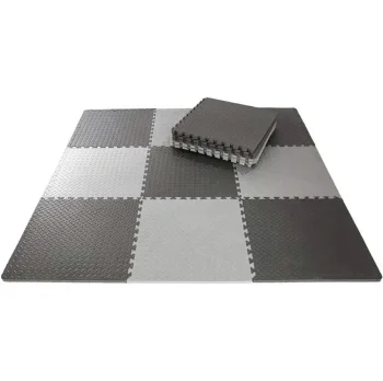 EVA Foam Puzzle Exercise Mat 60x60cm 9 pcs, Grey/Black