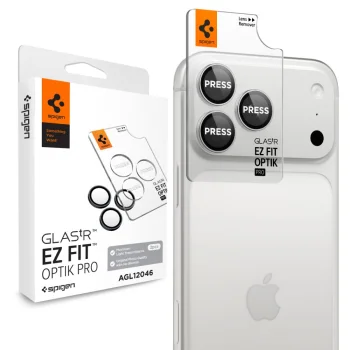 Spigen Optik Pro Glas.tR EZ Fit Camera Screen Protector for iPhone 18 Pro / 18 Pro Max, 2-Pack, Silver
