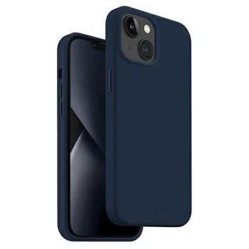 Uniq Lino Silicone Case for iPhone 14 Plus and 15 Plus in Blue