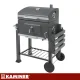 Kaminer Charcoal Grill with Lid and Cast Iron Grate, 116x55x120 cm, Black