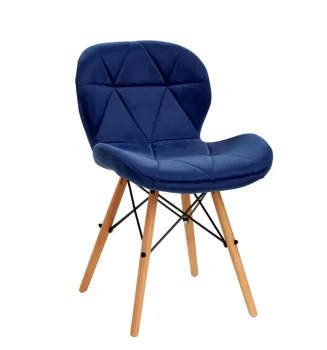 4Rico QS-186 Scandinavian Style Chair, Velvet, Navy Blue