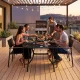 MultiGarden Outdoor Patio Table 160x90 cm Tempered Glass Umbrella Hole, Black