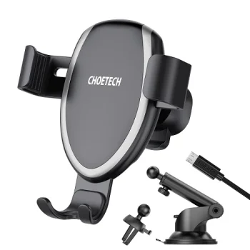 CHOETECH Car Phone Mount with 10W Wireless Charging, Black