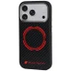 Audi RSQ Carbon Fiber Sport Red Circle MagSafe Case for iPhone 18 Pro / 17 Pro, Black