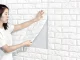 Self-Adhesive 3D Wall Panel, White Brick, Foam, 70x77 cm
