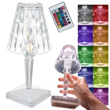 LED RGB Crystal Effect Table Night Lamp with Remote, USB