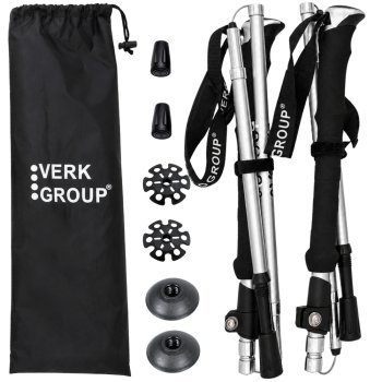 Folding Trekking and Nordic Walking Poles, Silver