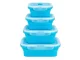 Collapsible Silicone Food Storage Containers Set of 4, Blue