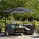 Plonos 488200 Garden Parasol with LED Lights and Cover, 350 cm, Grey