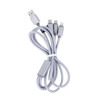 Maxlife 3-in-1 USB Cable - Lightning / USB-C / microUSB 1m 2.1A Grey