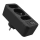 Power Socket Adapter Maclean MCE248 F/B 3 Outlets, 2x USB-A, 2x USB-C PD 20W, Black
