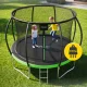 4Fizjo PRO Kids Garden Trampoline with Safety Net, 312 cm (10FT), Green/Black