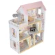 Wooden Dollhouse with Furniture and LED Light 78cm, Pink