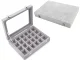 Velvet Jewelry Box with Glass Lid, 24 Compartments, Grey