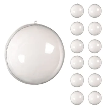 Clear Acrylic Christmas Baubles 8 cm, Shatterproof, 12 pcs