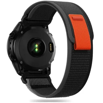 Tech-Protect Nylon Strap for Garmin Fenix 5 / 6 / 6 Pro / 7, Black/Orange