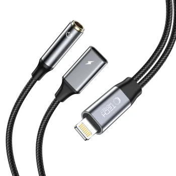 Tech-Protect UltraBoost Adapter Lightning to 3.5mm Mini Jack and Lightning, Black