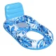 Inflatable Floating Lounge Chair with Backrest and 2 Cup Holders, Blue/White