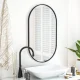 Leobert Oval Wall Mirror with Black Frame, 100x50 cm