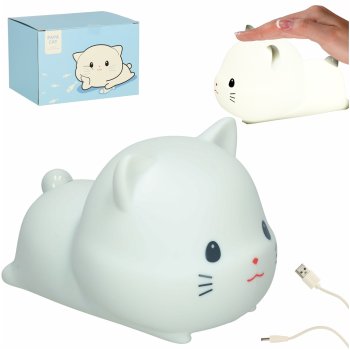 Silicone Cat Night Light for Kids, Touch Control, USB Rechargeable, White