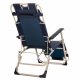 Garden Beach Deck Chair Folding Chair Sunbed with Headrest, Dark Blue
