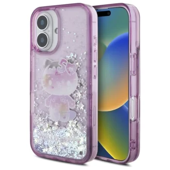 Hello Kitty iPhone 16 Case Liquid Glitter 50TH Anniversary Party, Purple