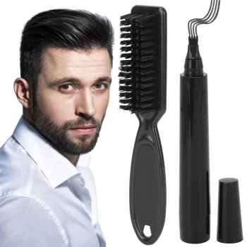 Beard Thickening Kit: Brush and Marker, Black