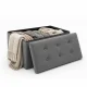 Foldable Velour Pouf with Storage Box, Dark Grey