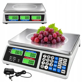 Electronic Retail Price Computing Scale LCD 40 kg / 2 g Rechargeable