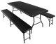 Folding Garden Picnic Household Table + 2 Benches, 180x74x74 cm, Black