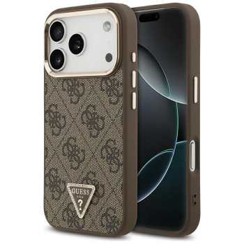 Guess 4G Triangle Logo MagSafe Phone Case Cover iPhone 17 Pro - Brown and Gold