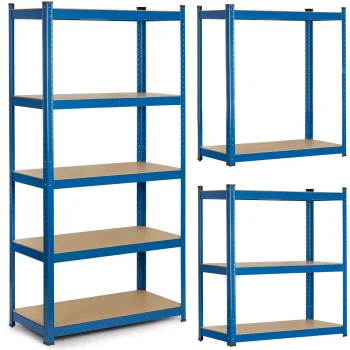 Humberg 4845 Metal Storage Shelving Unit 180x90x30 cm, Blue