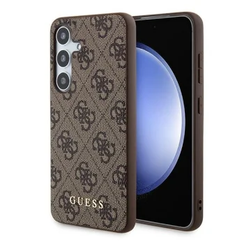Guess Samsung Galaxy A35 Case 4G Metal Gold Logo, Brown