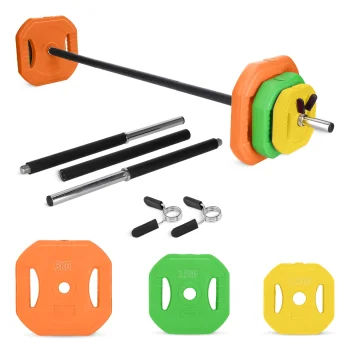 4FIZJO Folding Barbell Set with Bitumen Weight Plates 20 kg